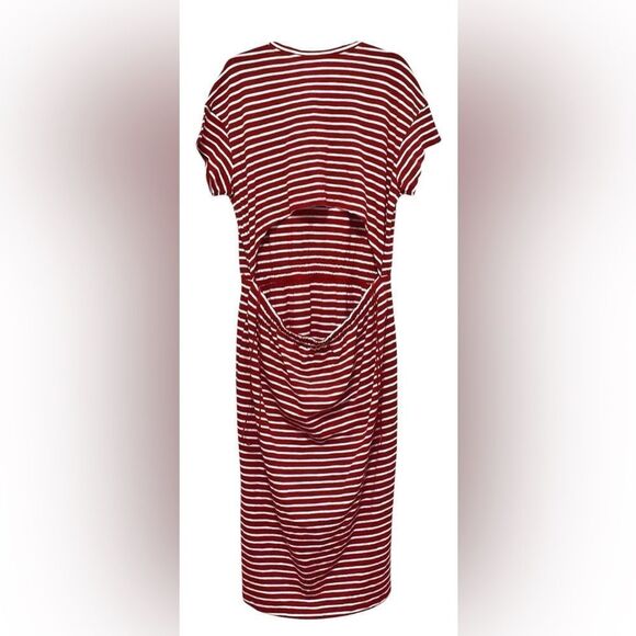NWT Old Navy Plus Size Red Striped Waist Defined Cut Out Back Midi Dress Size 4X - Picture 5 of 9